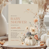 Invitation Citrouille Fall Baby shower floral