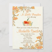 Invitation Citrouille Fall Floral Rustic Baby shower invitati (Devant)