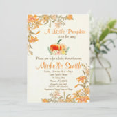 Invitation Citrouille Fall Floral Rustic Baby shower invitati (Debout devant)