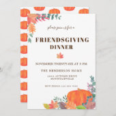 Invitation Citrouille Fall Foliing Friendsgiving Dîner (Devant / Derrière)