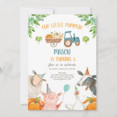 Invitation Citrouille Farm Barnyard Fall Boy Party Anniversai (Devant)