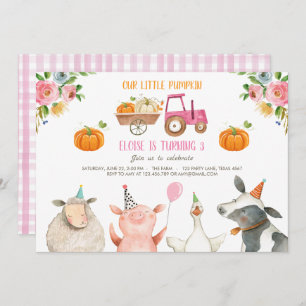 Invitation Citrouille Farm Barnyard Fall Girl Party Anniversa