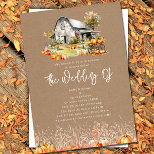 Invitation Citrouille Farm Grange Mariage Cardstock Invitatio