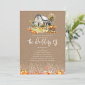 Invitation Citrouille Farm Grange Mariage Cardstock Invitatio (Debout devant)