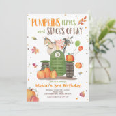 Invitation Citrouille Farm Party Citrouille Tractor fête d'an (Debout devant)