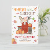 Invitation Citrouille Farm Party Citrouille Tractor fête d'an (Debout devant)