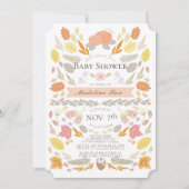 Invitation Citrouille Feuillage d'automne Baby shower floral (Devant)