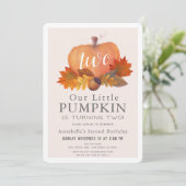 Invitation Citrouille Feuilles d'automne Blush Rose Girl 2e a (Debout devant)