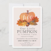Invitation Citrouille Feuilles d'automne Blush Rose Girl 2e a (Devant)