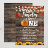 Invitation Citrouille & Feuilles d'automne tournesol 1er anni (Devant / Derrière)