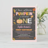 Invitation Citrouille fille premier anniversaire (Debout devant)