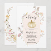 Invitation Citrouille Fleur sauvage Aquarelle Baby Show Invit (Devant / Derrière)