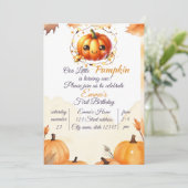 Invitation Citrouille Fleur sauvage Automne Aquarelle Anniver (Debout devant)