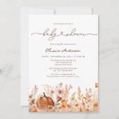 Invitation Citrouille Fleur sauvage Baby shower (Devant)