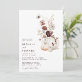 Invitation Citrouille  Fleur sauvage Boho Automne Mariage (Debout devant)