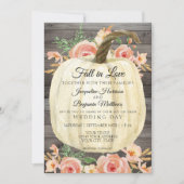 Invitation Citrouille Fleurale Aquarelle Rustique Bois Corail (Devant)