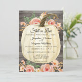 Invitation Citrouille Fleurale Aquarelle Rustique Bois Corail (Debout devant)