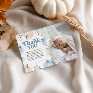 Invitation Citrouille Fleurie Photo Anniversaire Merci