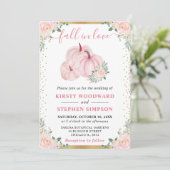 Invitation Citrouille Fleurie Rose Clair Mariage d'Automne (Debout devant)