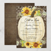 Invitation Citrouille Fleurie Tournesol Rustique Lumière Bois (Devant / Derrière)