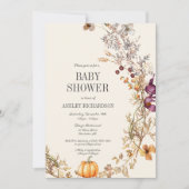 Invitation Citrouille Floral Automne Boho Baby shower Invitat (Devant)