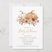 Invitation Citrouille Floral Baby shower automne (Devant)
