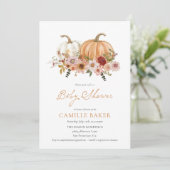 Invitation Citrouille Floral Baby shower automne (Debout devant)
