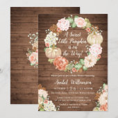 Invitation Citrouille Floral Baby shower de couronnes en bois (Devant / Derrière)
