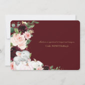 Invitation Citrouille Floral Bourgogne Baby shower Elephant D (Dos)