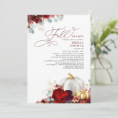 Invitation Citrouille Floral Bourgogne tombe dans la Fête des (Debout devant)