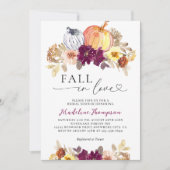 Invitation Citrouille floral chute dans l'amour Fête des mari (Devant)