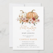 Invitation Citrouille Floral chute en amour avec Baby shower (Devant)