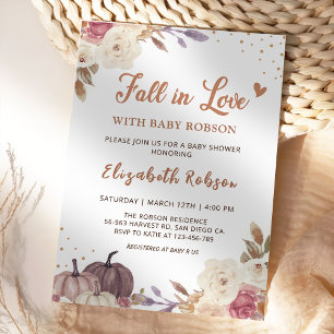 Invitation Citrouille floral chute en amour Baby shower Invit