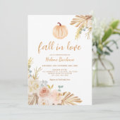 Invitation Citrouille Floral Chute En Amour Fête des mariées  (Debout devant)