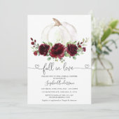 Invitation Citrouille floral de Bourgogne chute dans la Fête  (Debout devant)