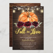 Invitation Citrouille floral de Bourgogne chute dans la Fête  (Devant / Derrière)