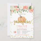 Invitation Citrouille Floral Pink Gold 1er anniversaire (Devant)