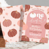 Invitation Citrouille floral rose doux Onederful 1er annivers