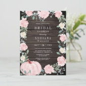 Invitation Citrouille floral rose pâle Photo Fête des mariées (Debout devant)