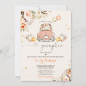 Invitation Citrouille Floral Rustique Conduit Par Baby shower (Devant)