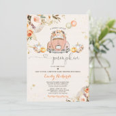 Invitation Citrouille Floral Rustique Conduit Par Baby shower (Debout devant)