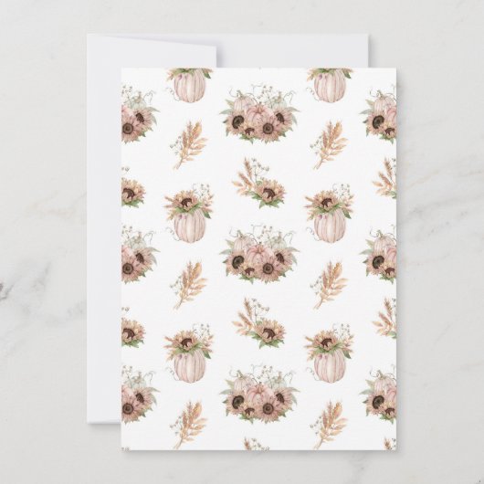 Invitation Citrouille Floral Rustique Tombe Dans Fête des mar (Dos)