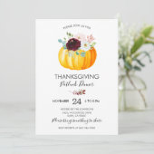 Invitation Citrouille Floral Thanksgiving Potluck Dîner (Debout devant)