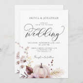 Invitation Citrouille floral tout en 1 Budget QR Code Mariage (Devant / Derrière)