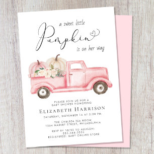Invitation Citrouille Floral Vintage Camion bébé fille douche
