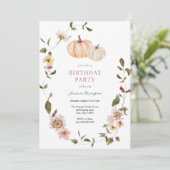Invitation Citrouille Floral Wreath Anniversaire (Debout devant)