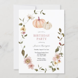 Invitation Citrouille Floral Wreath Anniversaire