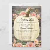 Invitation Citrouille florale aquarelle rustique en bois de p (Devant)