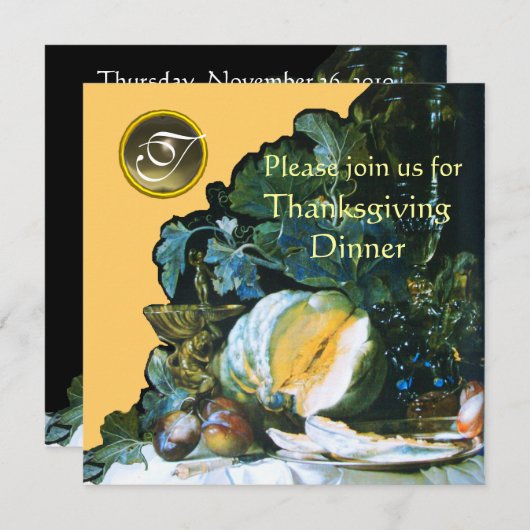 Invitation CITROUILLE, FRUITS ET GLASSWARE Dîner d'action de (Devant / Derrière)