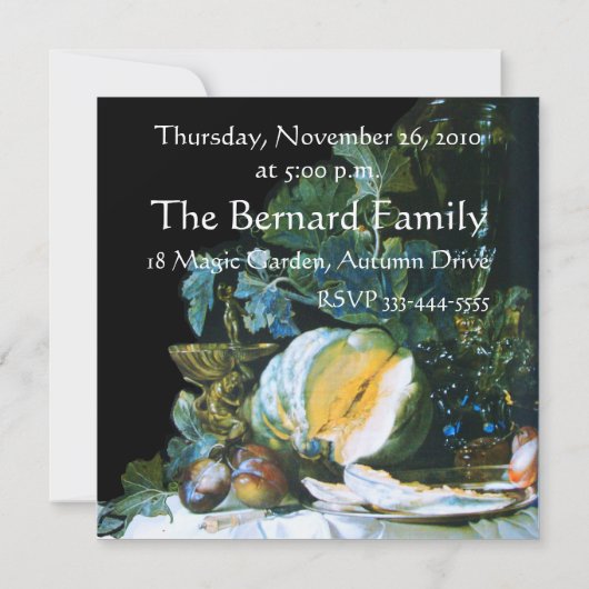Invitation CITROUILLE, FRUITS ET GLASSWARE Dîner d'action de  (Dos)